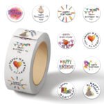 Happy Birthday sticker roll, desktop decoration, waterproof sticker, sealing sticker.