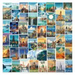 World map themed waterproof decorative stickers for laptops.