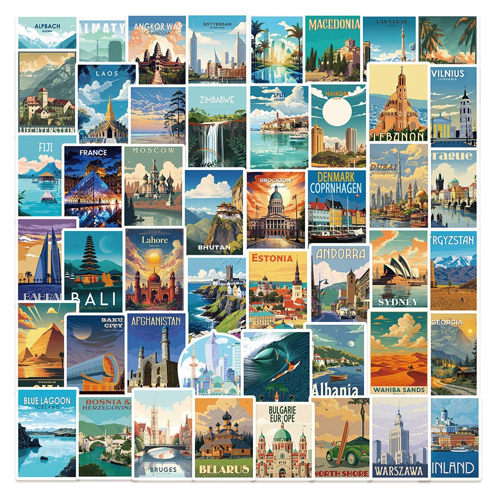 1 World map themed waterproof decorative stickers for laptops. - Image 1