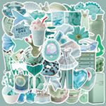 Mint green stickers for laptops, notebooks, phone cases, water bottles, and other decorative waterproof DIY applications.