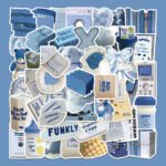 Blue minimalist sticker set for planners, phone cases, and DIY decoration.