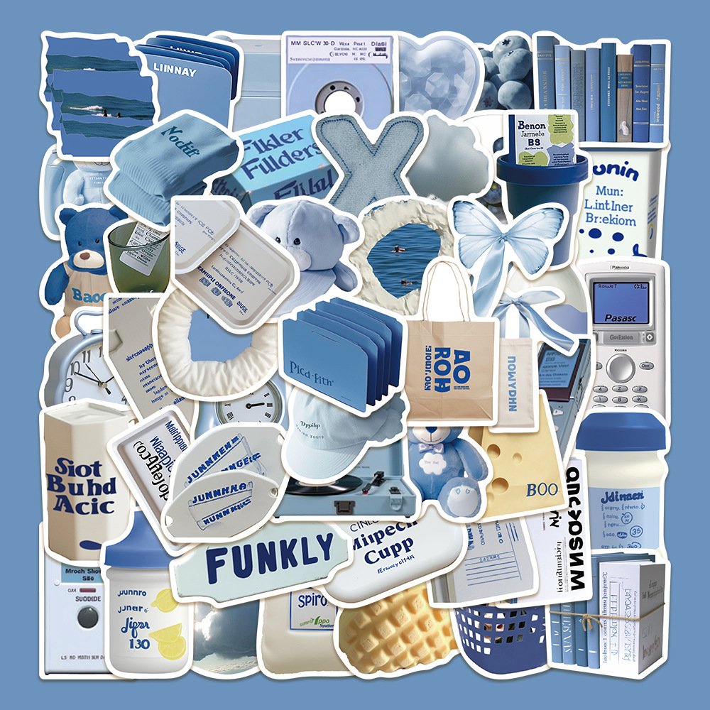 1 Blue minimalist sticker set for planners, phone cases, and DIY decoration. - Image 1