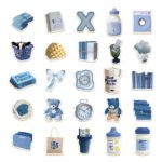Blue minimalist sticker set for planners, phone cases, and DIY decoration. - Image 3