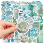 Mint green stickers for laptops, notebooks, phone cases, water bottles, and other decorative waterproof DIY applications. - Image 4