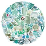 Mint green stickers for laptops, notebooks, phone cases, water bottles, and other decorative waterproof DIY applications. - Image 5